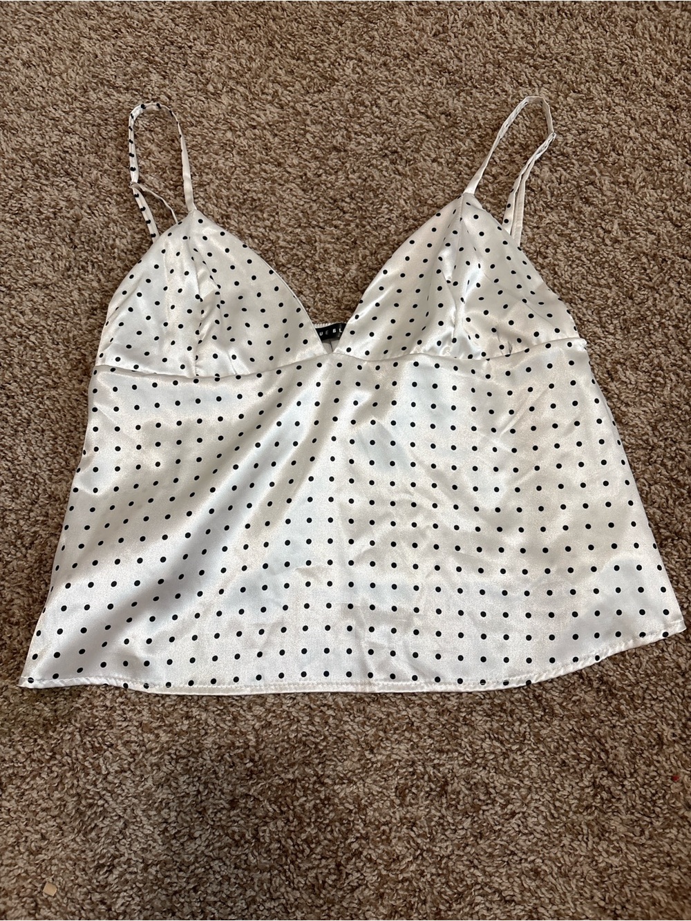 Blue Blush White Satin Polka Dot Cami